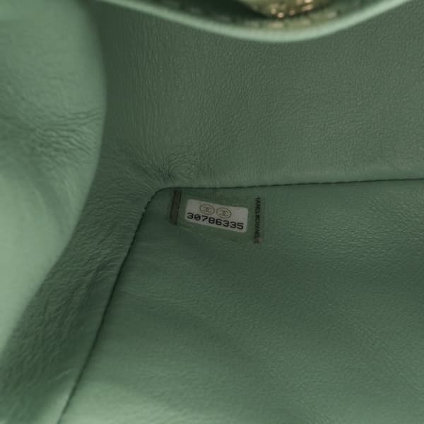 Pre-owned Chanel Mini Square Classic Lambskin Single Flap Green
