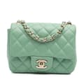 Pikkukuva 1 / 10: Pre-owned Chanel Mini Square Classic Lambskin Single Flap Green