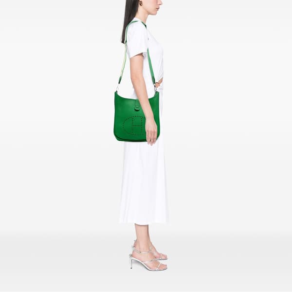 Pre-owned Hermès Clemence Evelyne III 29 Green