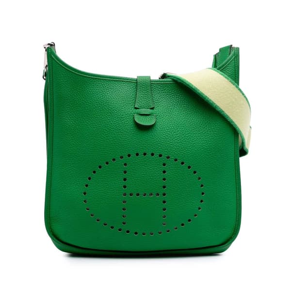 Pre-owned Hermès Clemence Evelyne III 29 Green
