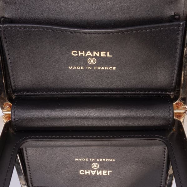 Pre-owned Chanel Quilted Patent Boy Box Minaudiere on Chain Black