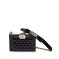Pikkukuva 1 / 8: Pre-owned Chanel Quilted Patent Boy Box Minaudiere on Chain Black