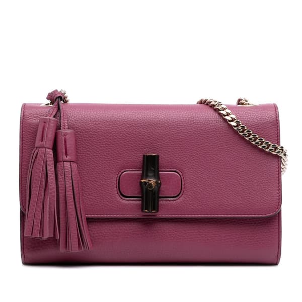 Pre-owned Gucci Medium Leather Miss Bamboo Crossbody Pink