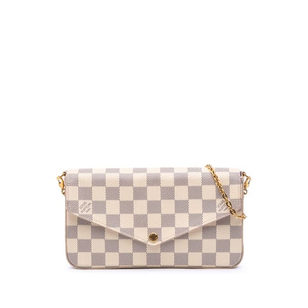 Pre-owned Louis Vuitton Damier Azur Pochette Felicie White