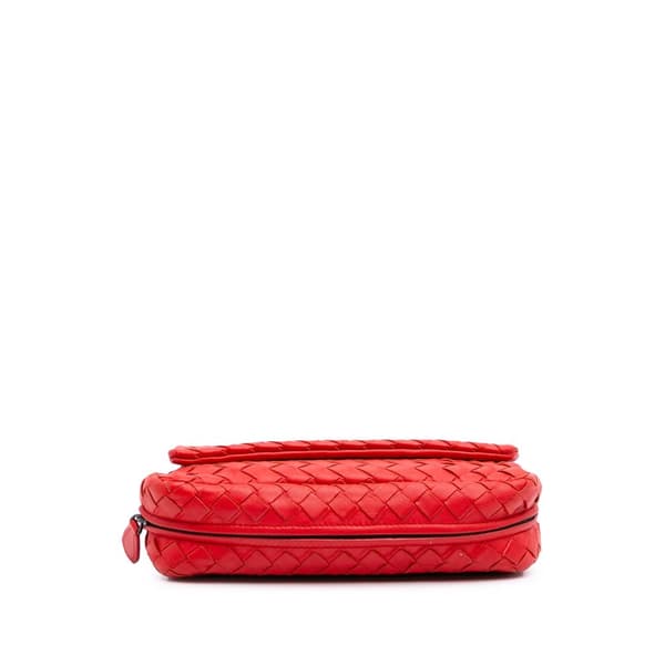 Pre-owned Bottega Veneta Mini Nappa Intrecciato Expandable Chain Crossbody Red