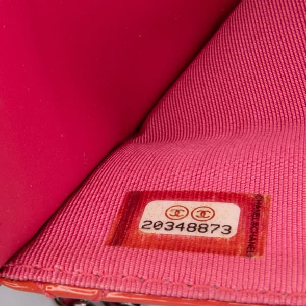 Pre-owned Chanel Bicolor Classic Patent Wallet On Chain Red