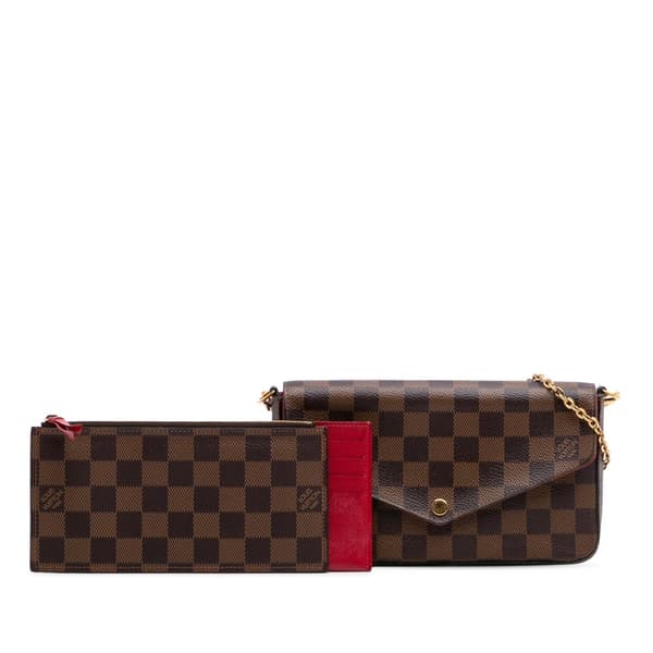 Pre-owned Louis Vuitton Damier Ebene Pochette Felicie Brown