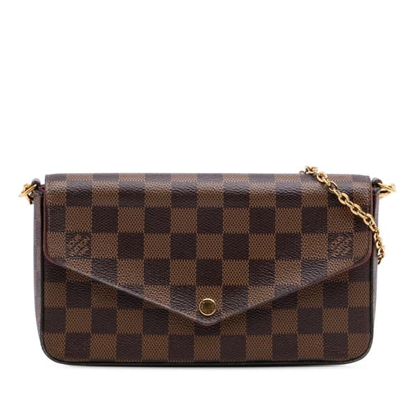 Pre-owned Louis Vuitton Damier Ebene Pochette Felicie Brown