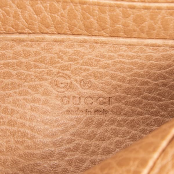 Pre-owned Gucci Leather Interlocking G Dollar Wallet on Chain Brown