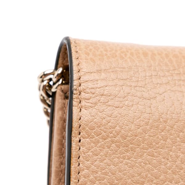 Pre-owned Gucci Leather Interlocking G Dollar Wallet on Chain Brown