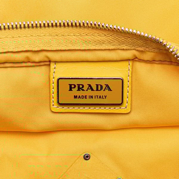 Pre-owned Prada Tessuto Zip Top Crossbody Yellow