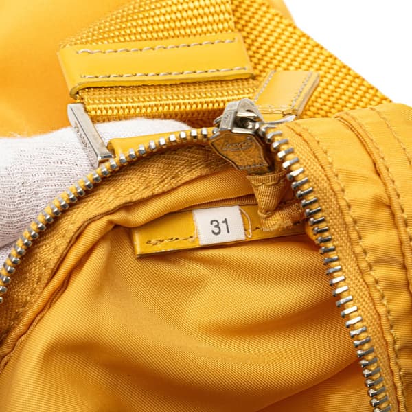 Pre-owned Prada Tessuto Zip Top Crossbody Yellow
