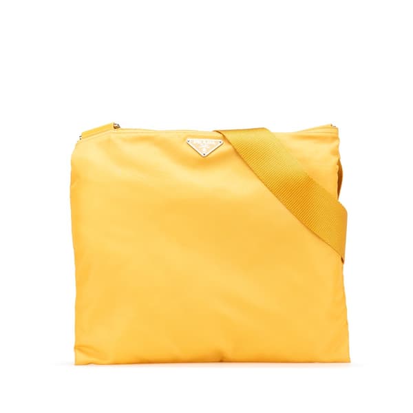 Pre-owned Prada Tessuto Zip Top Crossbody Yellow