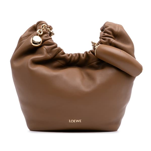Pre-owned LOEWE Small Mellow Nappa Lambskin Squeeze Bag Brown