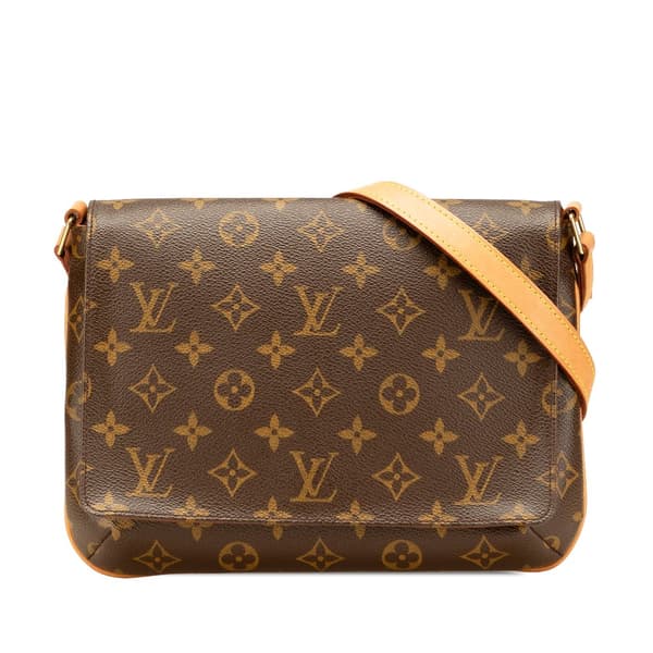 Pre-owned Louis Vuitton Monogram Musette Tango Long Strap Brown