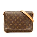 Miniatyrbild 1 av 9: Pre-owned Louis Vuitton Monogram Musette Tango Long Strap Brown