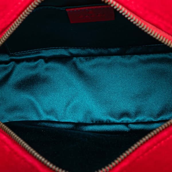 Pre-owned Gucci Small GG Marmont Matelasse Velvet Crossbody Red