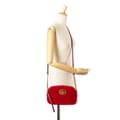 Miniatyrbild 10 av 10: Pre-owned Gucci Small GG Marmont Matelasse Velvet Crossbody Red