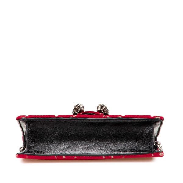 Pre-owned Gucci Super Mini GG Velvet Dionysus Crossbody Red