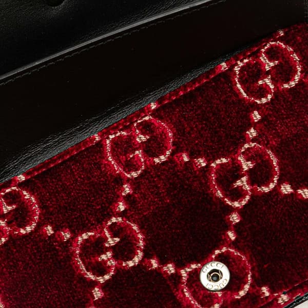 Pre-owned Gucci Super Mini GG Velvet Dionysus Crossbody Red
