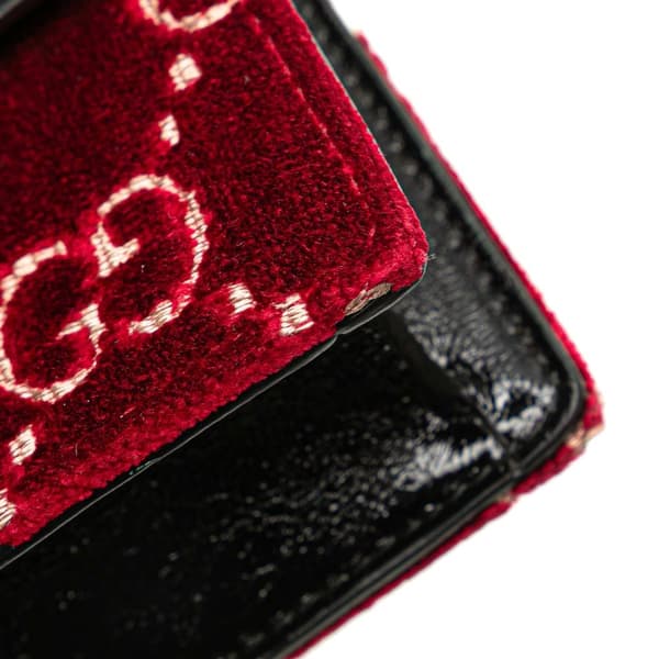 Pre-owned Gucci Super Mini GG Velvet Dionysus Crossbody Red