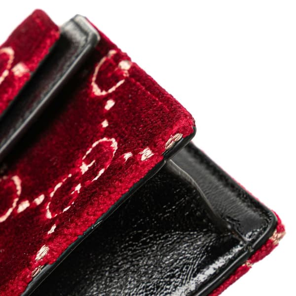 Pre-owned Gucci Super Mini GG Velvet Dionysus Crossbody Red