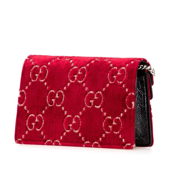 Pre-owned Gucci Super Mini GG Velvet Dionysus Crossbody Red