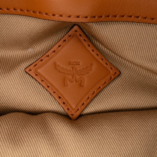 Pre-owned MCM Maxi Visetos Leather Arren Zip Pouch Brown