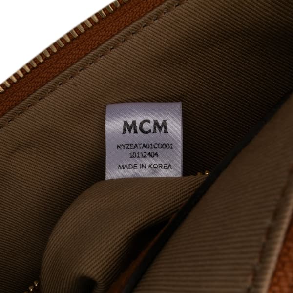 Pre-owned MCM Maxi Visetos Leather Arren Zip Pouch Brown