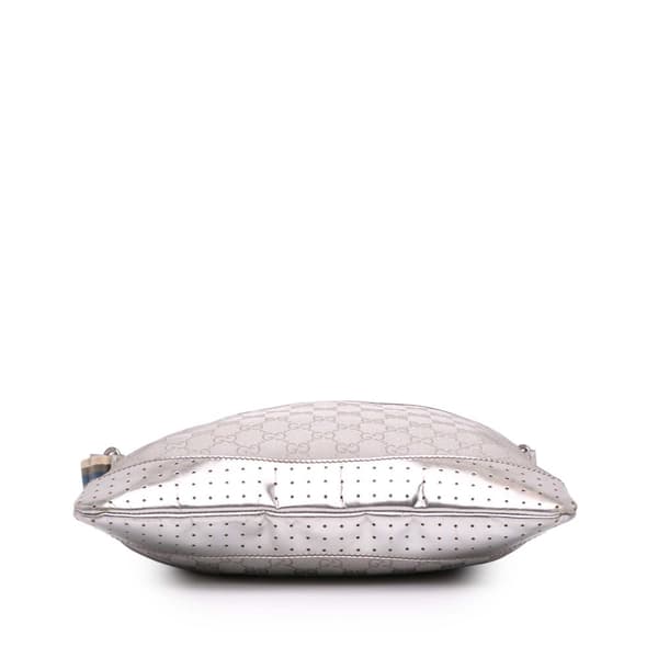 Pre-owned Gucci GG Canvas Web Crossbody Silver