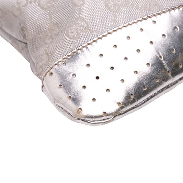 Pre-owned Gucci GG Canvas Web Crossbody Silver