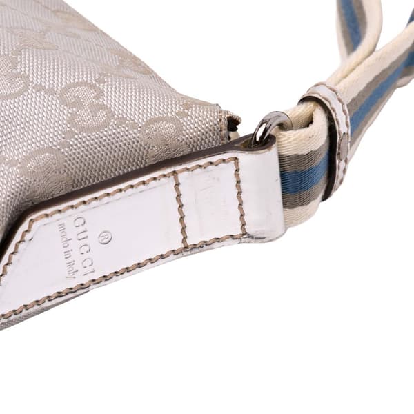 Pre-owned Gucci GG Canvas Web Crossbody Silver