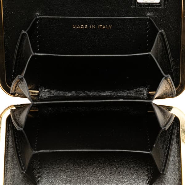 Pre-owned Chanel Small Glazed Goatskin Box With Chain Black