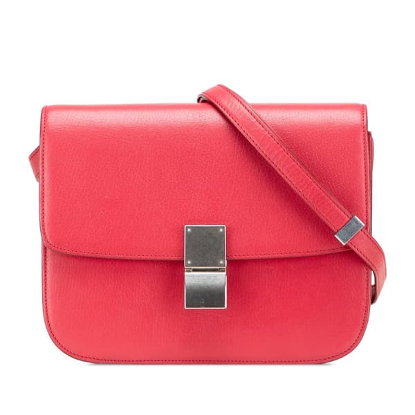Pre-owned Celine Medium Calfskin Classic Box Red