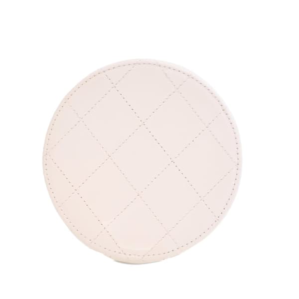 Pre-owned Chanel CC Lambskin Round Vanity Case White