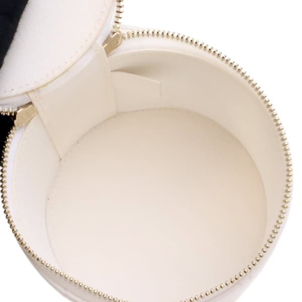 Pre-owned Chanel CC Lambskin Round Vanity Case White
