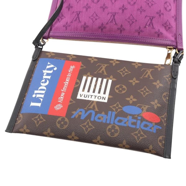 Pre-owned Louis Vuitton Monogram Double Flat Messenger Brown