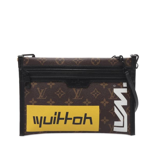 Pre-owned Louis Vuitton Monogram Double Flat Messenger Brown