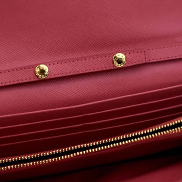 Pre-owned Prada Saffiano Wallet On Chain Pink