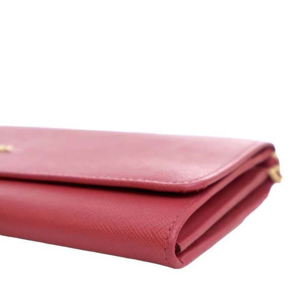 Pre-owned Prada Saffiano Wallet On Chain Pink