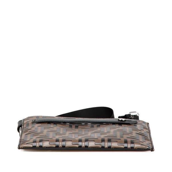 Pre-owned Fendi FF Embossed Leather 1974 Crossbody Brown