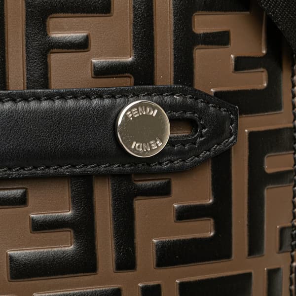 Pre-owned Fendi FF Embossed Leather 1974 Crossbody Brown