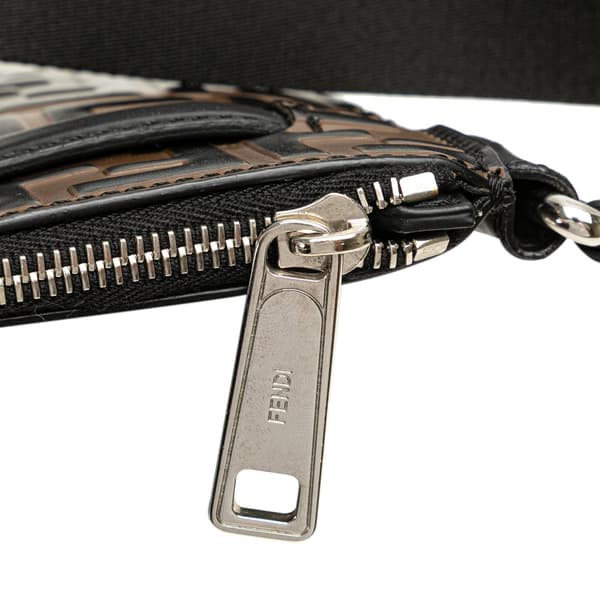 Pre-owned Fendi FF Embossed Leather 1974 Crossbody Brown