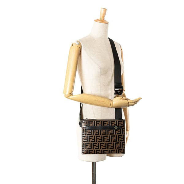 Pre-owned Fendi FF Embossed Leather 1974 Crossbody Brown