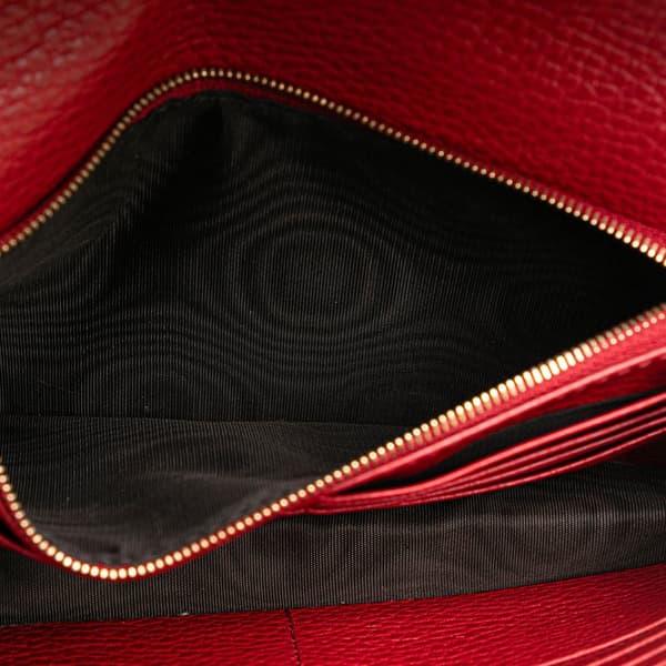 Pre-owned Gucci Leather Interlocking G Dollar Wallet on Chain Red