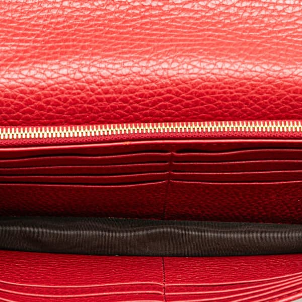 Pre-owned Gucci Leather Interlocking G Dollar Wallet on Chain Red