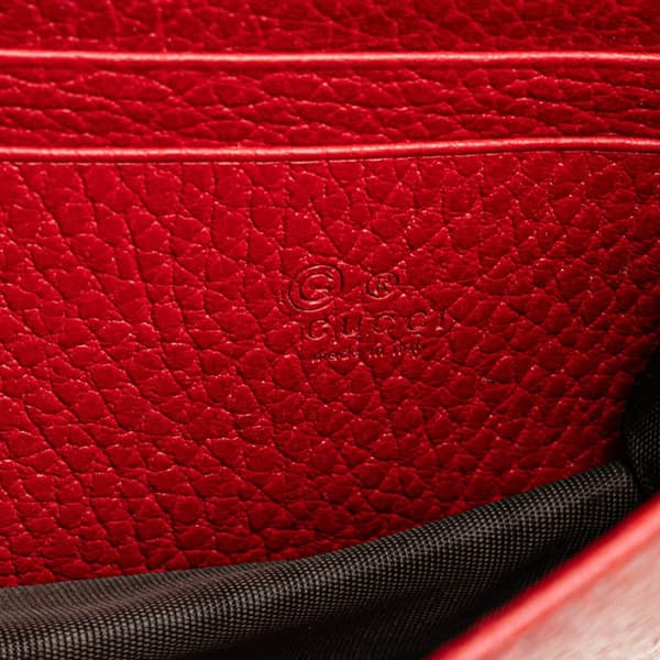 Pre-owned Gucci Leather Interlocking G Dollar Wallet on Chain Red