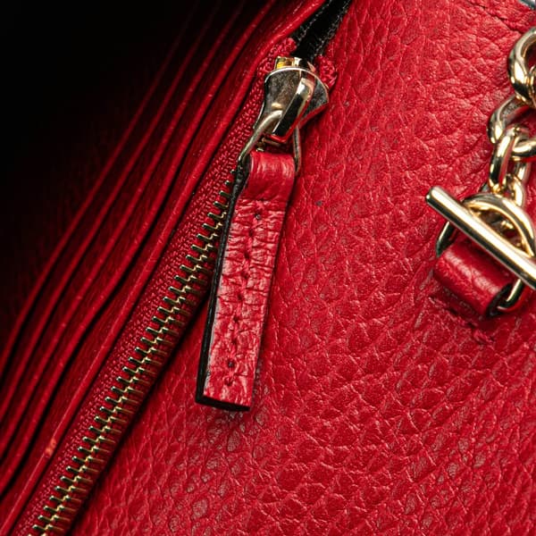 Pre-owned Gucci Leather Interlocking G Dollar Wallet on Chain Red