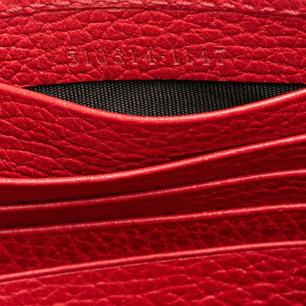 Pre-owned Gucci Leather Interlocking G Dollar Wallet on Chain Red