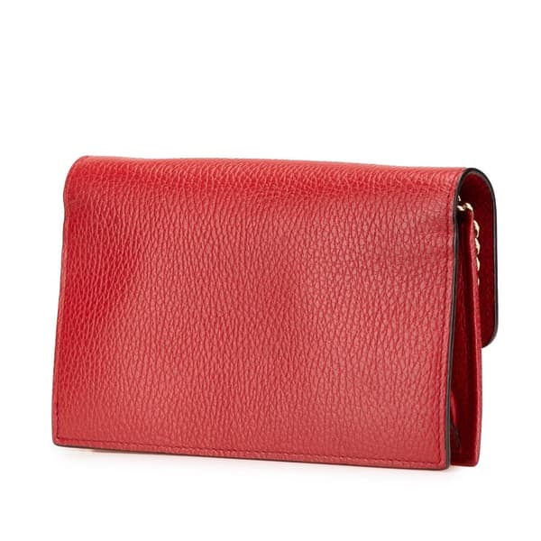 Pre-owned Gucci Leather Interlocking G Dollar Wallet on Chain Red
